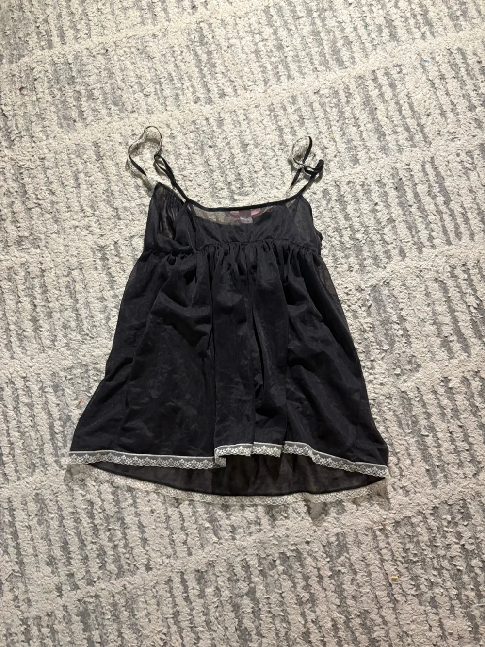 Victoria’s Secret vintage black white sheer mesh lace babydoll slip dress size S
